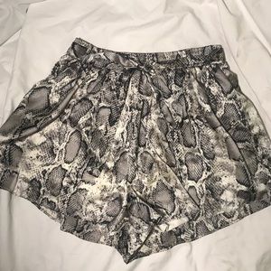 Snake Print Shorts with Tie Belt